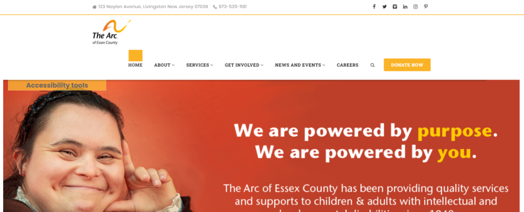 Screenshot of the new homepage of ArcEssex.org