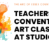 Splash of paint colors with the words "The Arc of Essex County Presents Teachers' Convention Art Classes at Studio Arc"