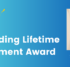 Blue background with The Arc logo and the text "Outstanding Lifetime Achievement Award," with a photo of Linda C. Lucas, CEO of The Arc of Essex County.