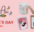 Pink background with the text "Studio Arc Valentines Day Shop" and photos of candles and valentine cards.