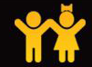 Icon of two children standing next to each other with their hands raised